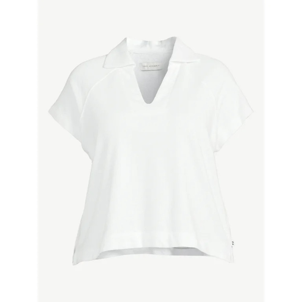 Free‎ Assembly White Terry Cloth Polo T-shirt Large